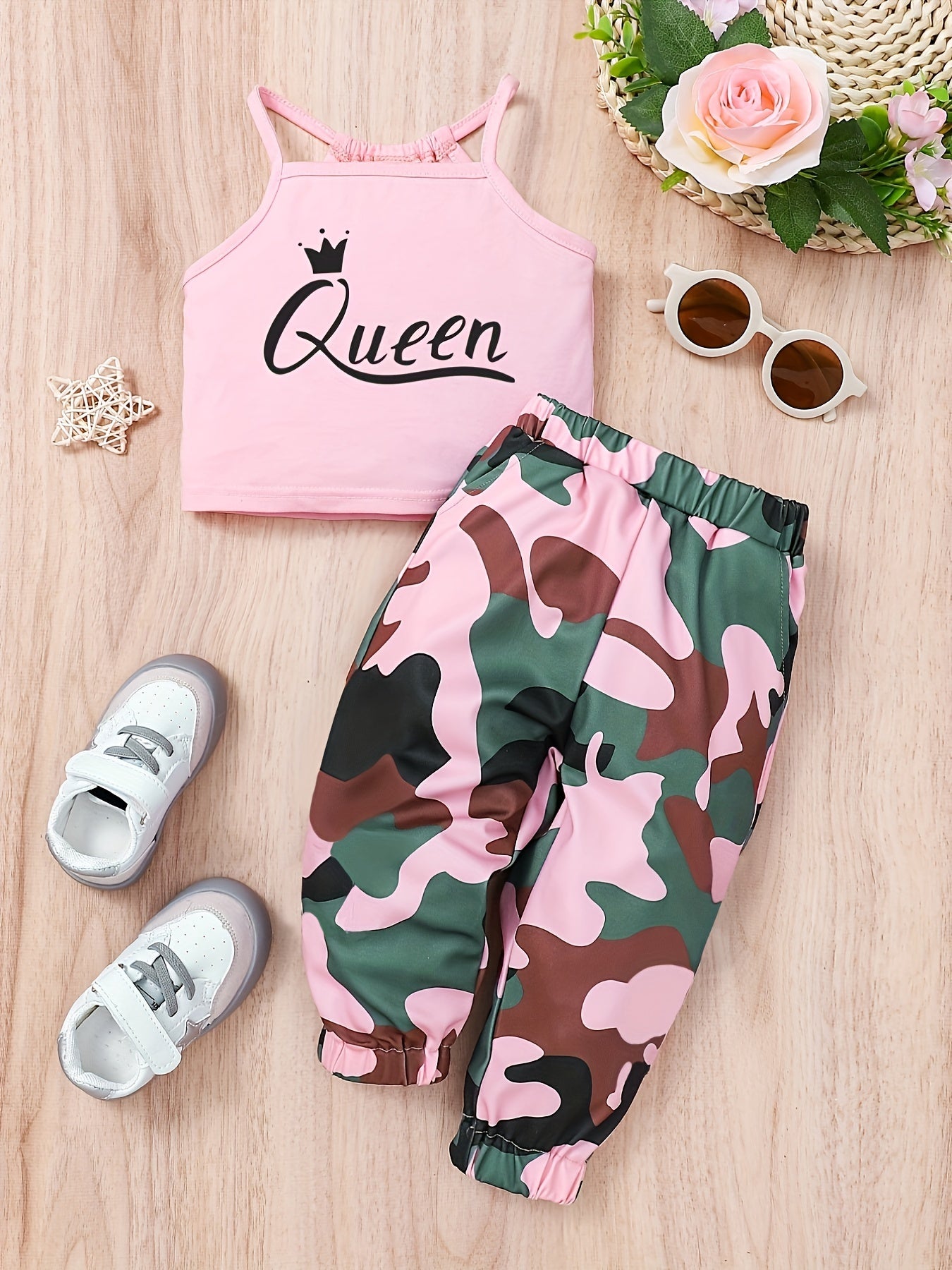 Summer Baby Queen Camisole & Camo Pants Toddler Outfit