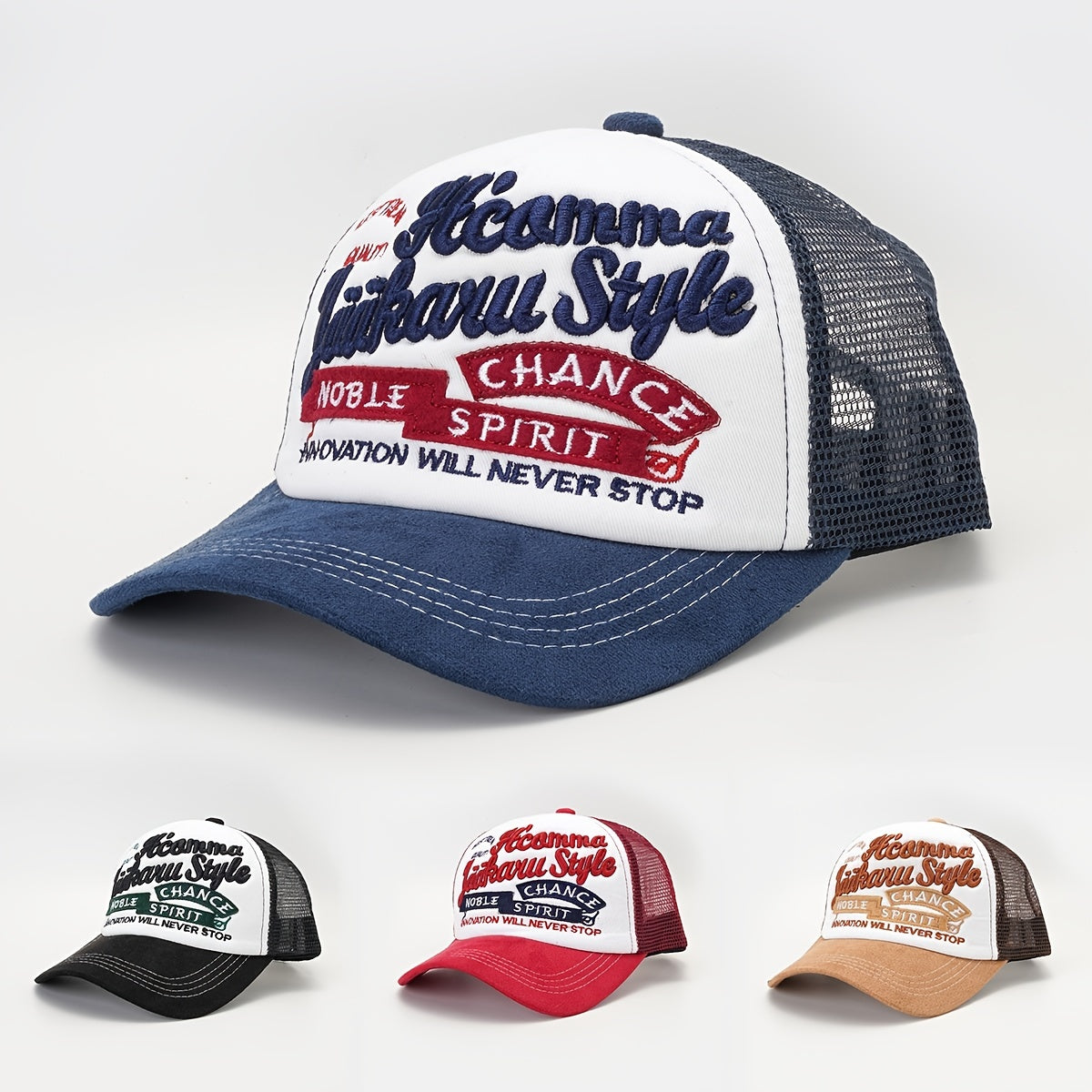 Embroidery Block Baseball Cap Mesh Adjustable Sun Hat Unisex Sports Hats