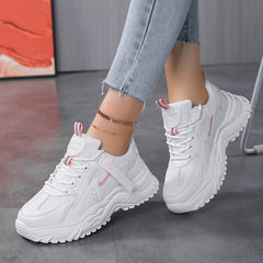 Women's Faux Leather Chunky Sneakers Non Slip Running Shoes