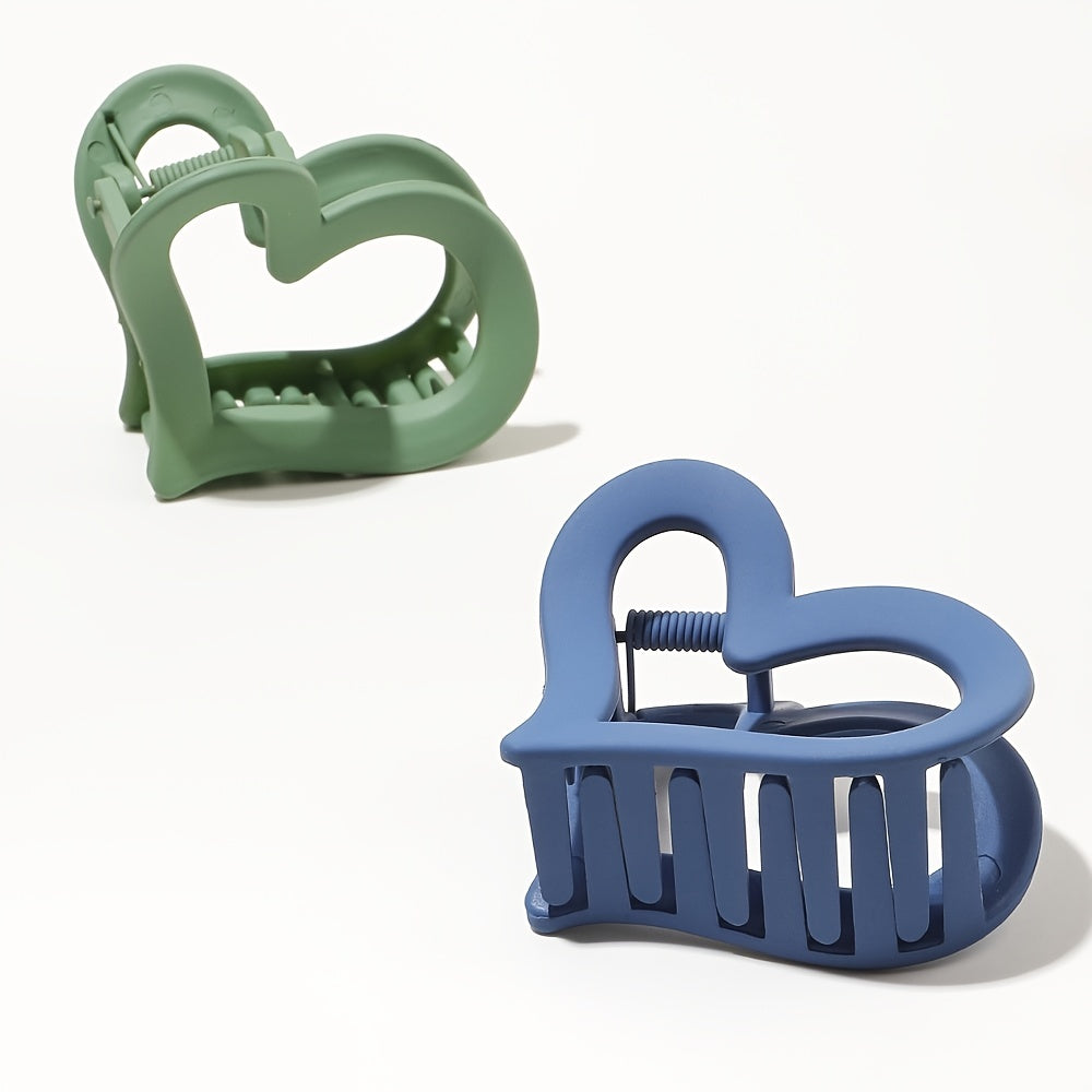 2pcs Solid Love Hair Claw Shark Claw Hair Accessory
