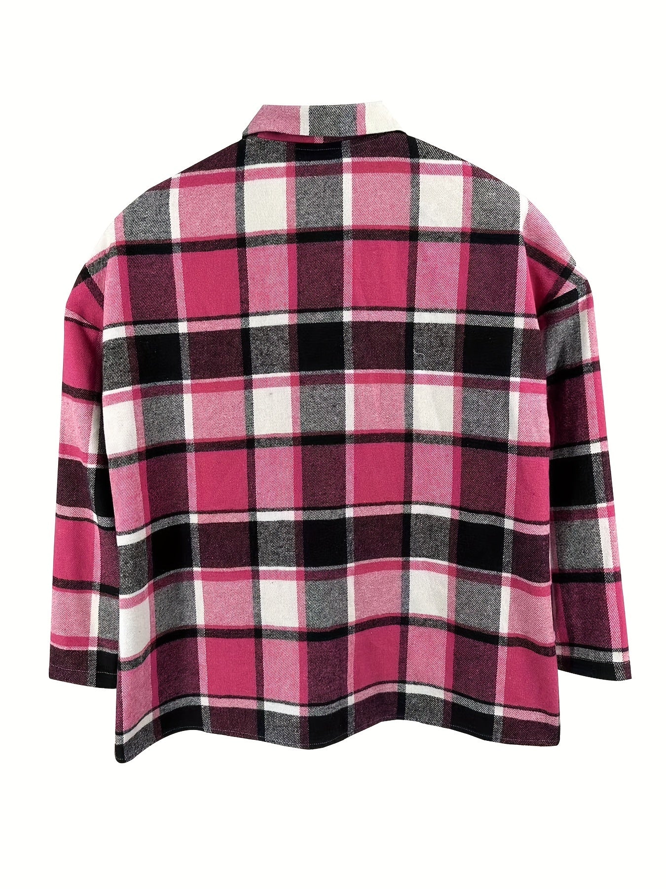  Plaid Print Long Sleeve Button Up Blouse