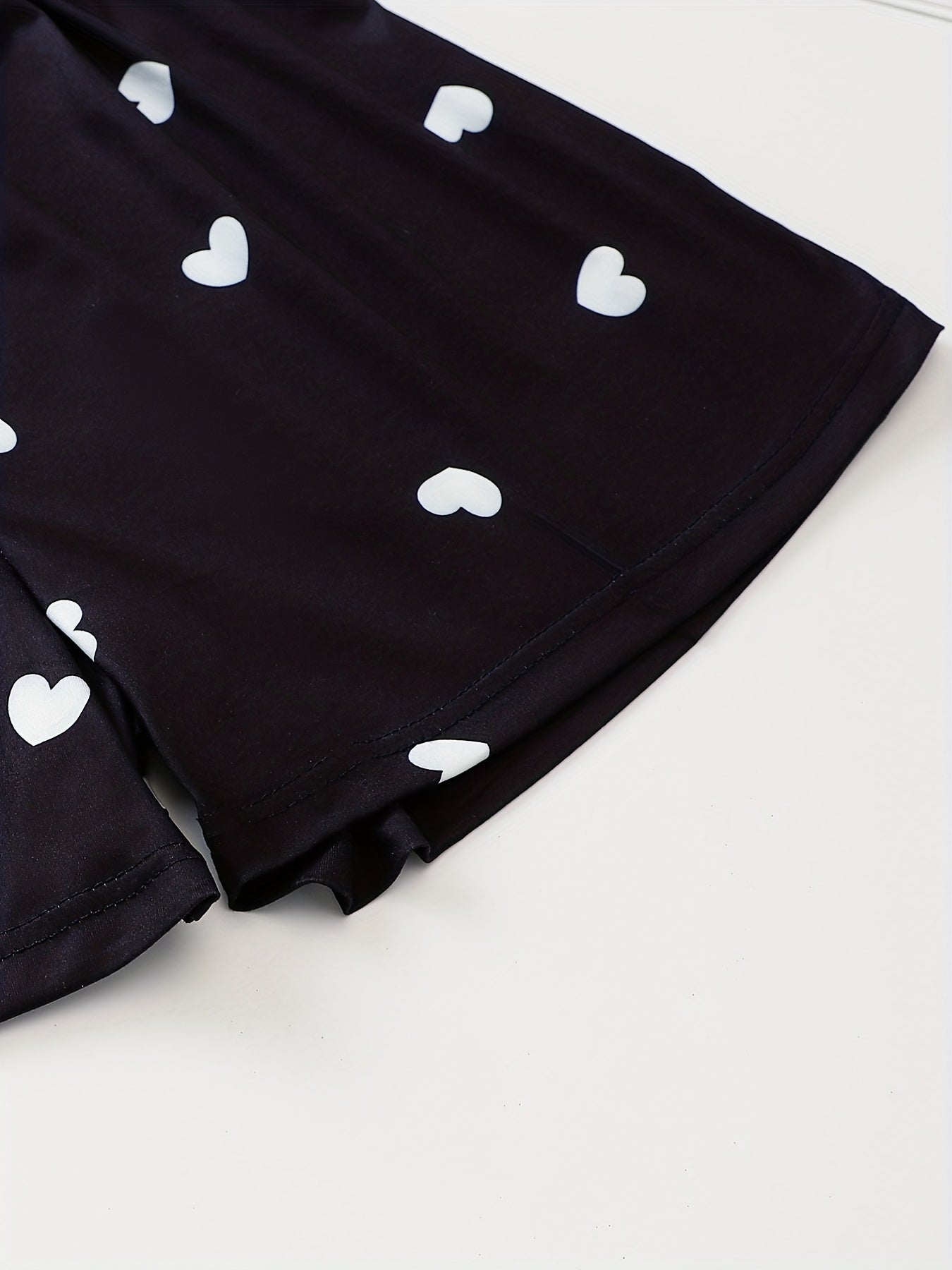 Heart Print Pajama Set Crew Neck Tank Tops & Shorts & Lounge Pants