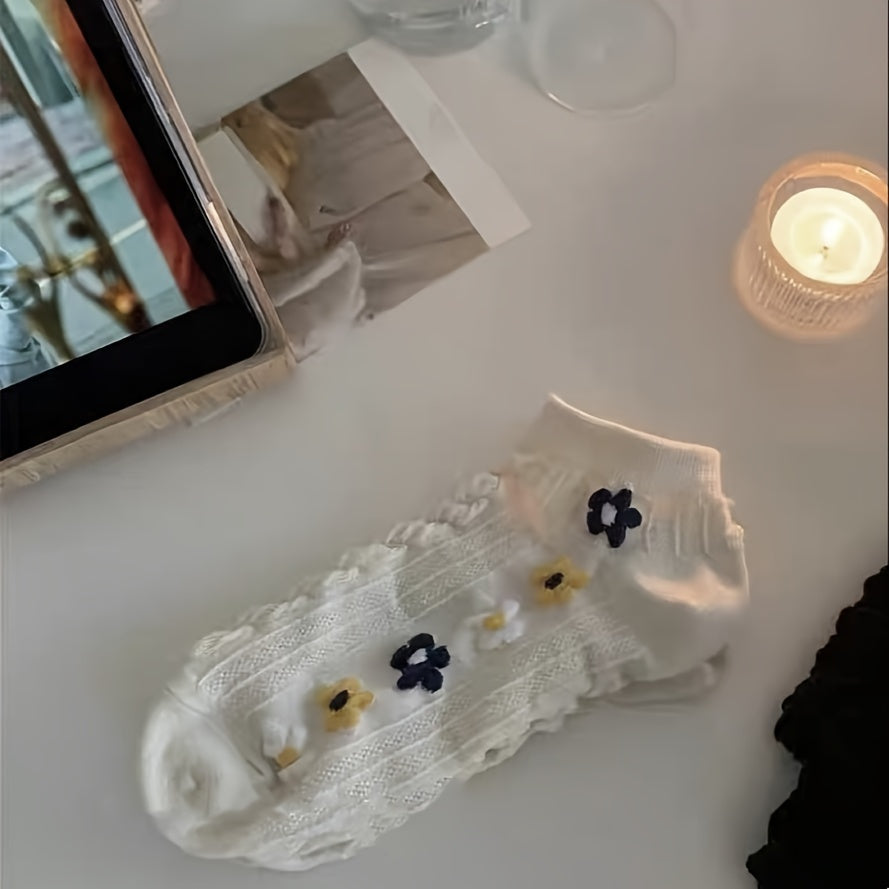 12 Pairs Floral Print Socks Low Cut Ankle Women's Stockings
