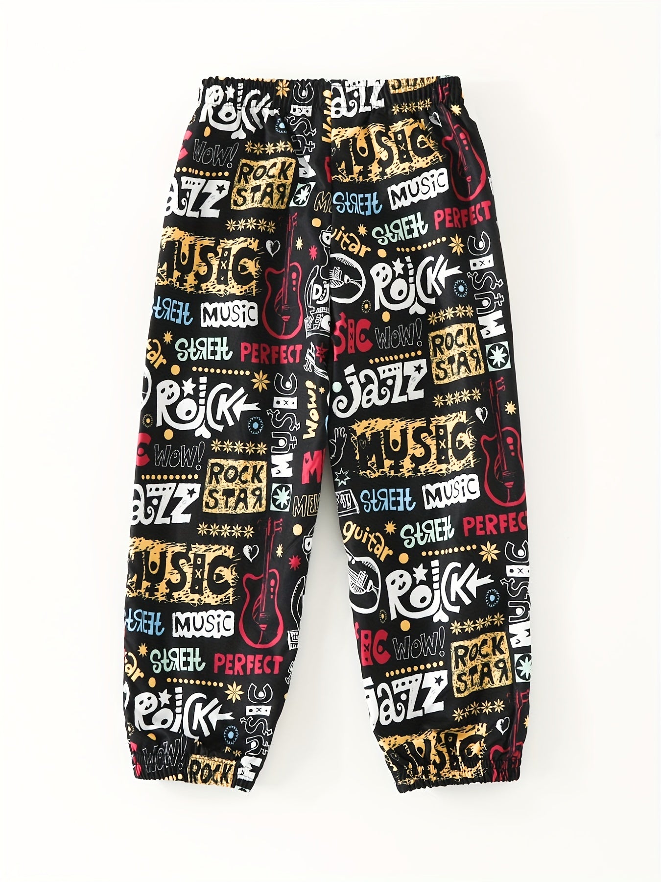 Girls Graffiti Style Loose Joggers Sweatpants High Waist Trousers