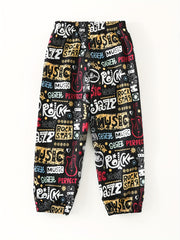 Girls Graffiti Style Loose Joggers Sweatpants High Waist Trousers