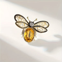 Women's Golden Bee Brooch with Crystal Insect