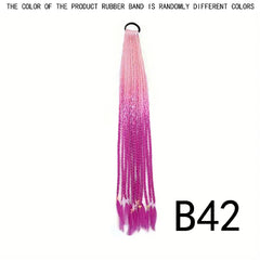 60 96 Cm Long Box Braided Ponytail Extensions Ombre Rainbow Colored