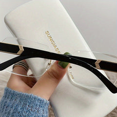 Rimless Square Sunglasses Gradient Lens Cut Edge Eyewear UV 400