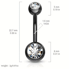 6pcs Surgical Steel 14G Navel Piercing Body Jewelry Men Women