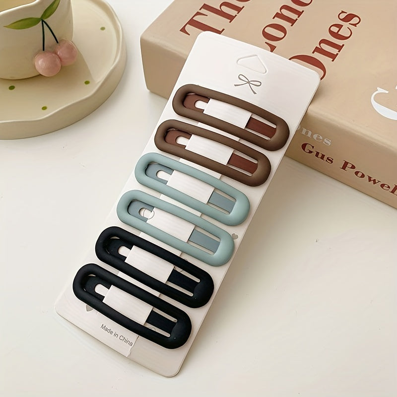 6pcs Solid Hair Clip Female Side Clip Bangs Clip Back Head Non slip Clip