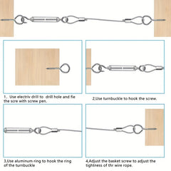 139.7cm Wire Rope Outdoor Hanging Kit with Turnbuckles and Hooks