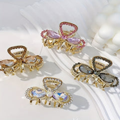 Women Rhinestone Bow Hair Claw Glitter Bowknot Hair Claw Ponytail Holder
