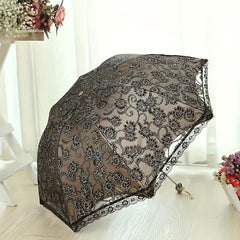 Vintage Lace Travel Folding Umbrella Floral Pattern UV Protection Windproof