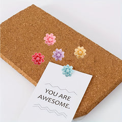 30pcs Camellia Shape Push Pins Mixed Colorful Flower Pins for Photo Wall