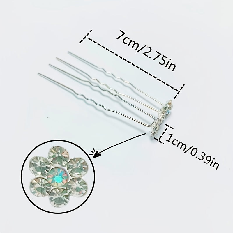 20pcs Bridal Crystal Rhinestone U Hairpins Wedding Party Women Hair Accessories