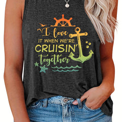  Slogan Graphic Print Tank Top