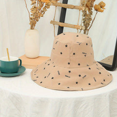 Star Print Bucket Hat Wide Brim Sunshade UV Protection Casual Travel Beach Hats