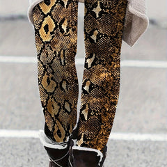  Snake Skin Print Stretch Leggings