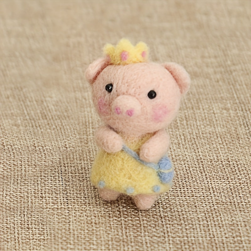 Piggy Felt Craft Kit DIY Embroidery Wool Stitch Needlework Toy Gift