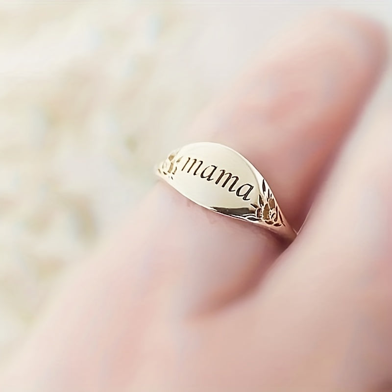 14k Plated Ring for Mom Carved Letters Gift for Mother