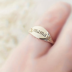 14k Plated Ring for Mom Carved Letters Gift for Mother