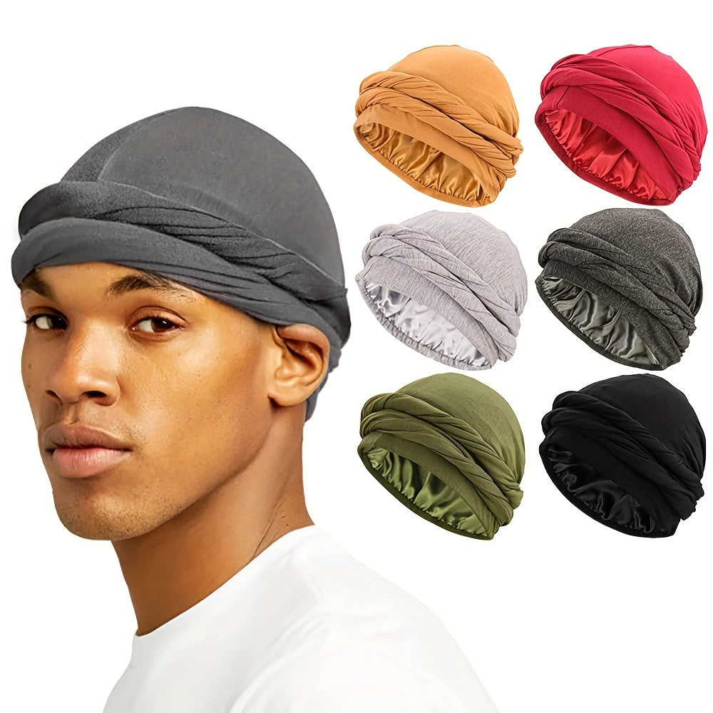 Vintage Head Wraps For Men, Modal And Satin Turban Scarf Tie