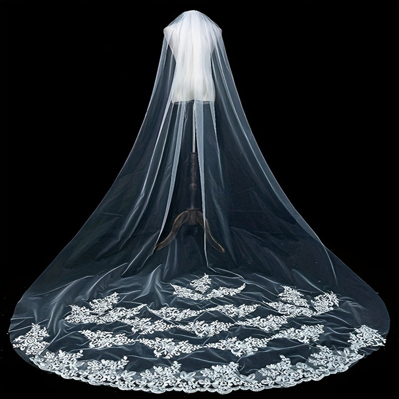 Lace Edge Bridal Wedding Veil Long Veil With Comb Hair Accessories