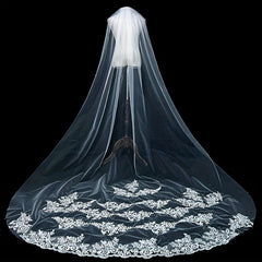Lace Edge Bridal Wedding Veil Long Veil With Comb Hair Accessories