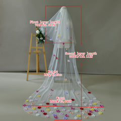 Romantic Floral Bridesmaid Veil for Weddings - Colorful Whimsical Print