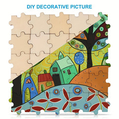 50pcs 40mm Wooden Puzzle Blocks DIY Kids Crafts Painting Decorating