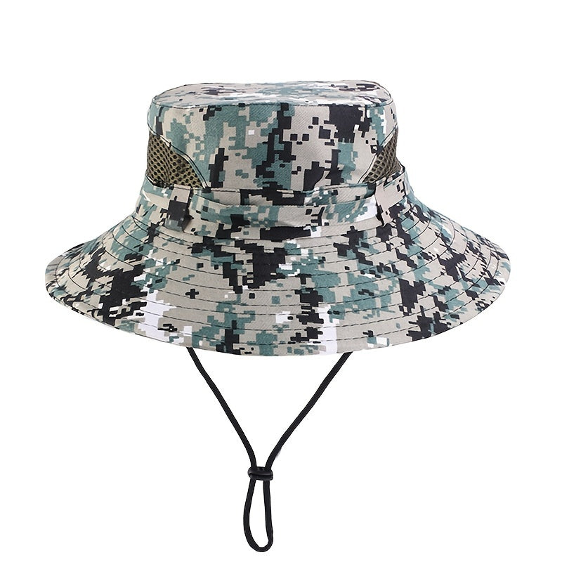 Kids Camo Sunshade Bucket Hat for Outdoor Hiking