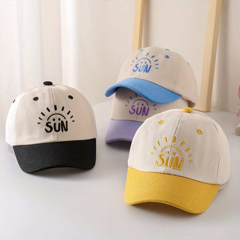 Kids Sunshade Breathable Baseball Cap with Sun Embroidery