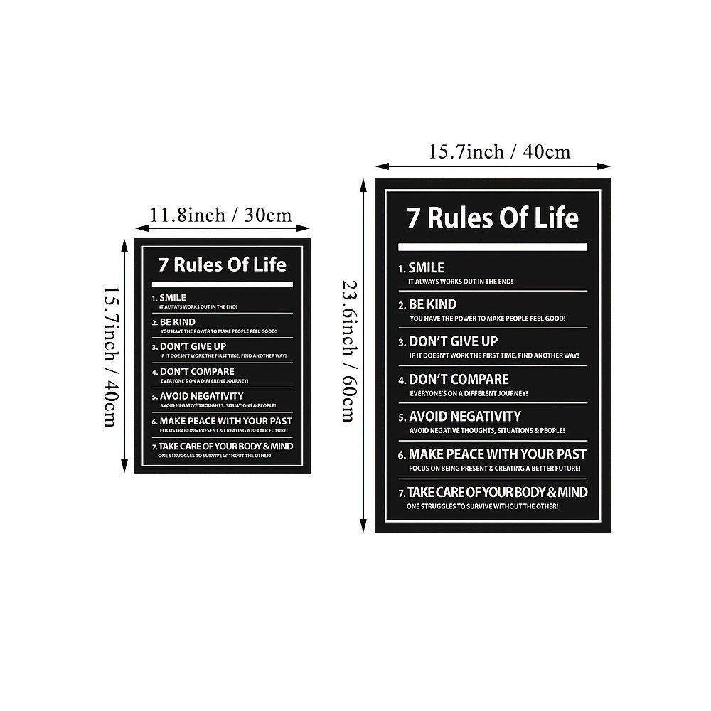 7 Rules of Life Canvas Poster - Motivational Quote for Inspiration