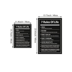 7 Rules of Life Canvas Poster - Motivational Quote for Inspiration