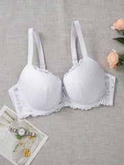  Bra Women's Plus Floral Lace Tassel Molded Cup Full Cover Comfort Bra