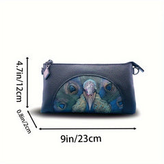 Vintage Floral Leather Lady Clutch Bag Handbag