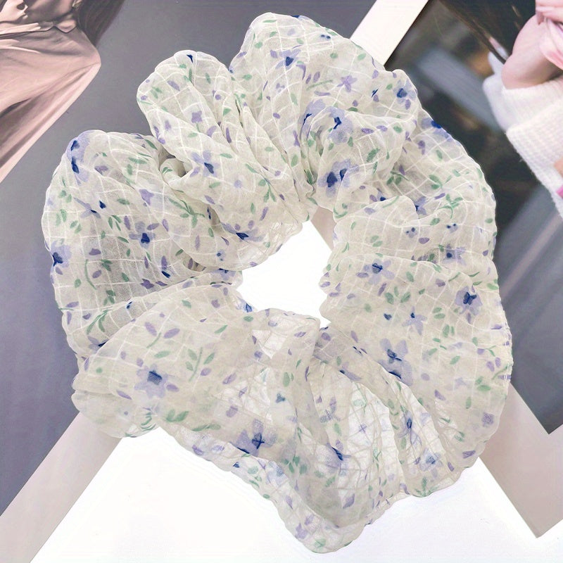 Floral Scrunchies Hair Tie Ponytail Holder Hair Accessory