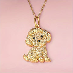 Poodle Sparkling Rhinestone Pet Pendant Necklace Dog Animal Jewelry