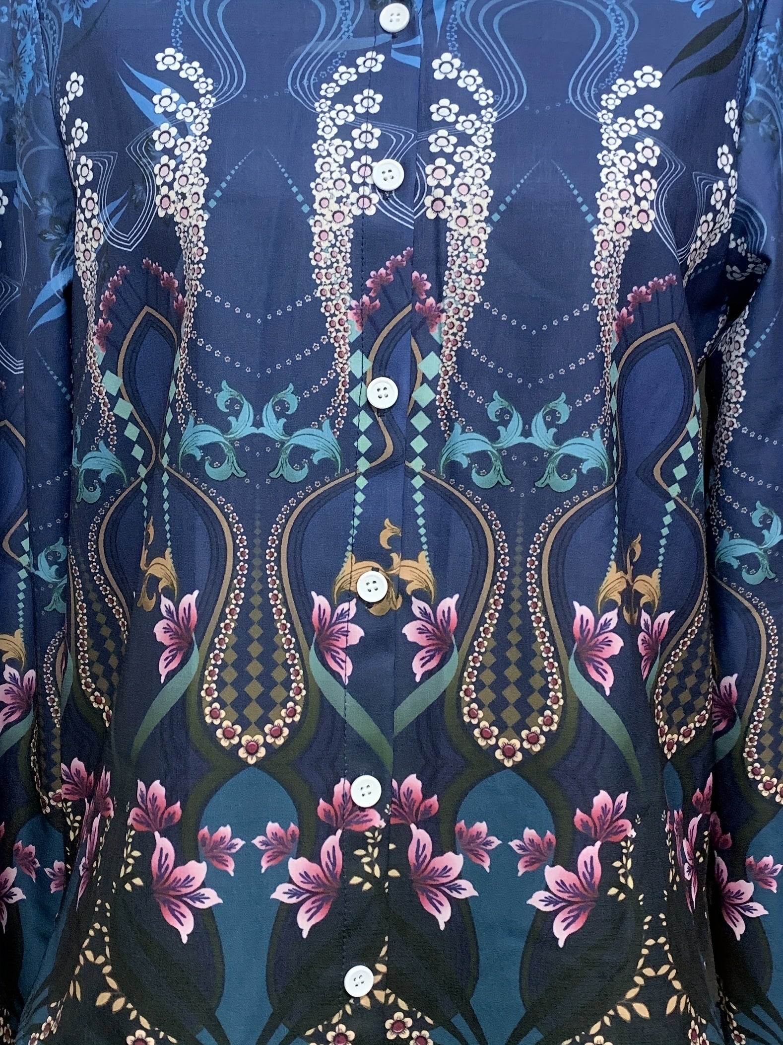  Floral Print Long Sleeve Blouse