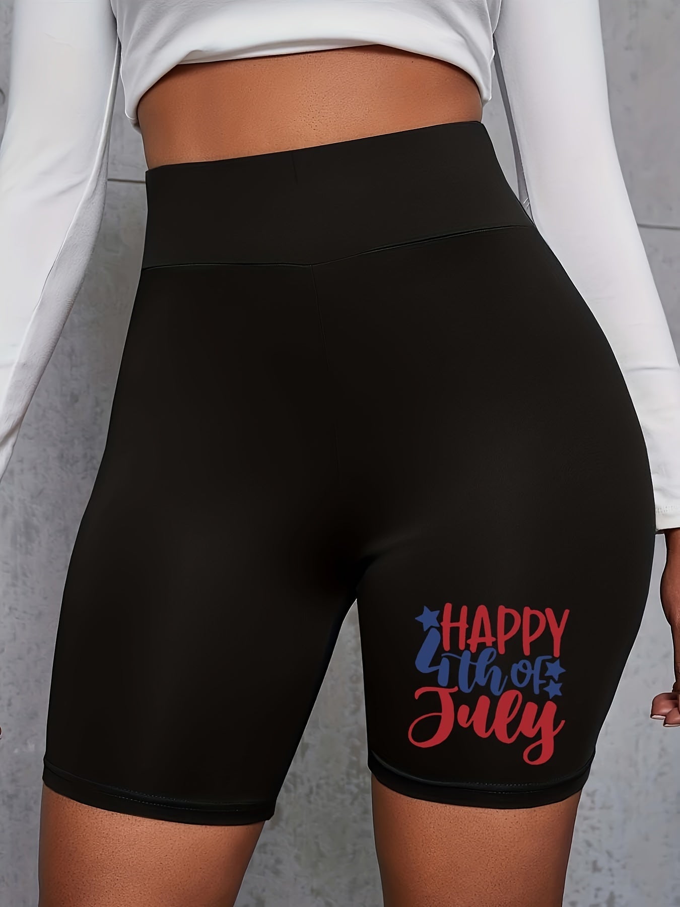  Independence Shorts Women's Plus Letter & Star Print