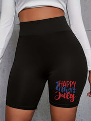  Independence Shorts Women's Plus Letter & Star Print
