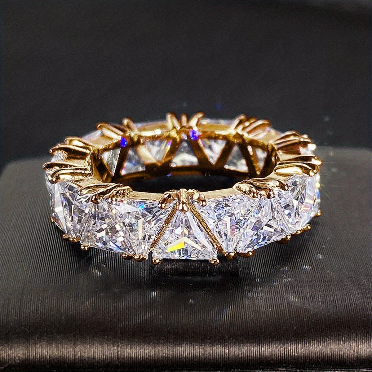 Triangle Zircon Ring 18k Plated Promise Ring for Female
