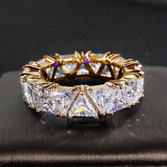 Triangle Zircon Ring 18k Plated Promise Ring for Female
