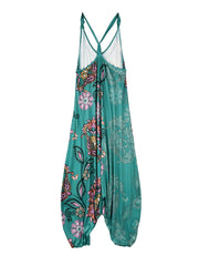 Floral Print Drop Crotch Jumpsuit Women's Clothing