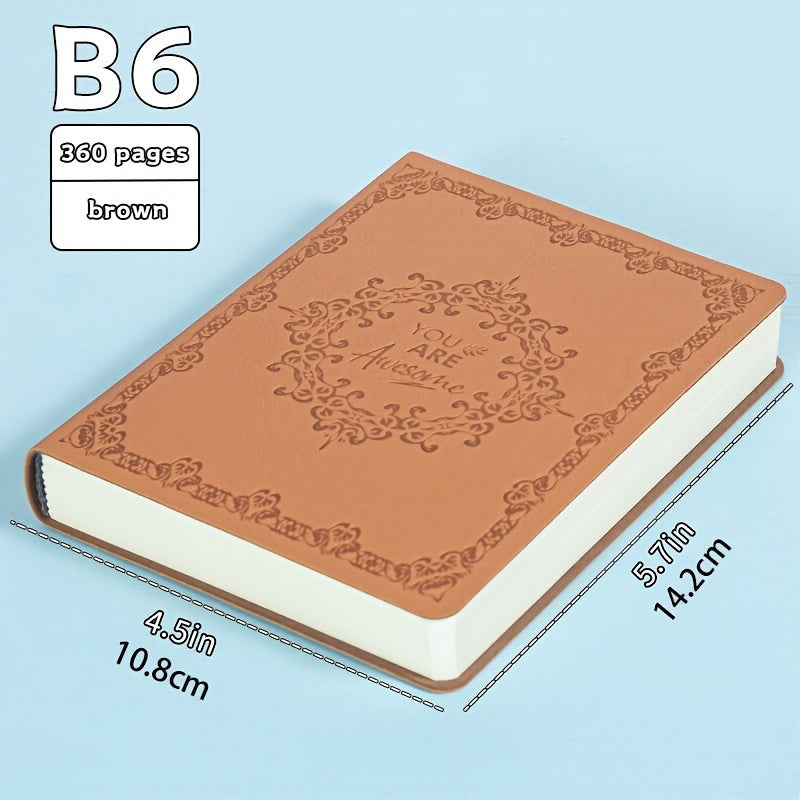 B6 Thickened Notebook 360 Pages Soft Faux Leather Journal