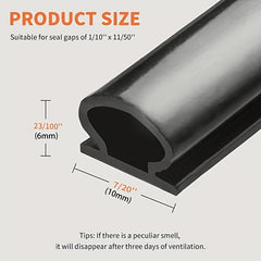 D-Shape Door Weather Stripping, Self-Adhesive Backing, Soundproofing Seal Strip