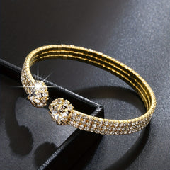 18K Plated Zircon Bangle Rhinestone Bracelet Wedding Jewelry