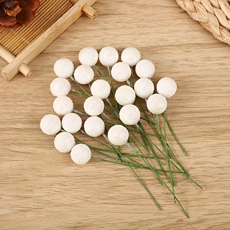 6pcs Christmas Wreath Craft Accessories Golden Powder Red Fruit Decorations