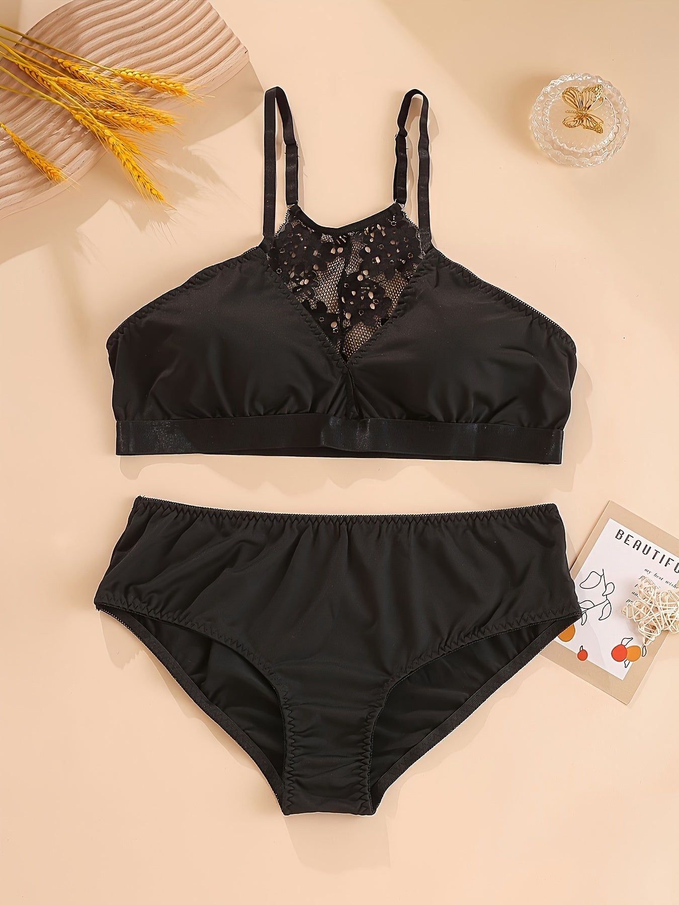  Lace Racer Back Bra & Panty Set
