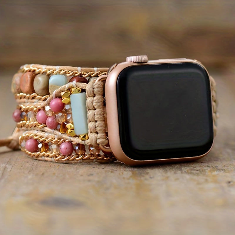 Bohemian Braided 3 Layers Red Pattern Watch Band